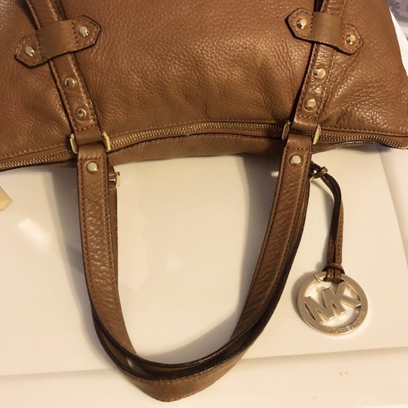 LARGE MICHAEL KORS BEDFORD COGNAC PEBBLE LEATHER DOME CONVERTIBLE SATCHEL XBODY - Picture 8 of 10